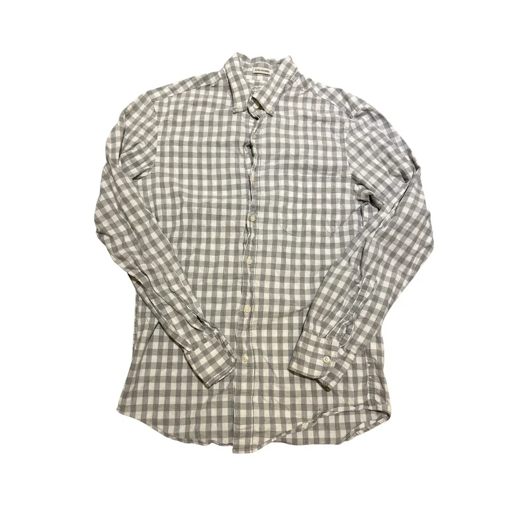 J‎ Crew Slim Untucked Gingham Organic Cotton Stretch Button Down Shirt Size S
